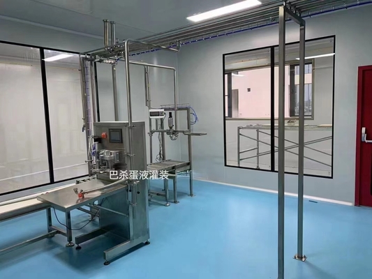 Impianto di lavorazione delle uova liquide con macchine di riempimento con pasteurizzatore di rottura e separazione